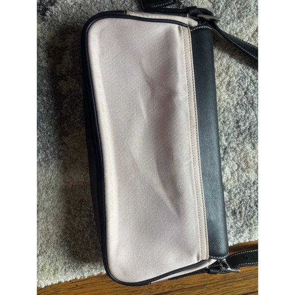 Y2K Coach Shoulder Bag Black Pink Leather Canvas Two Tone Buckle Flap - Picture 6 of 9